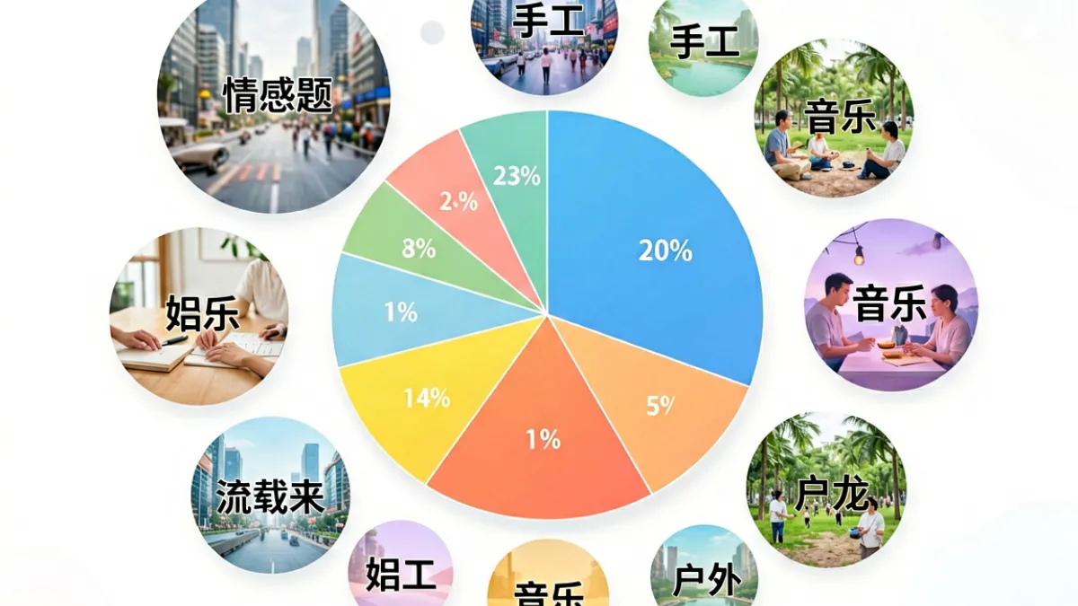 9uu有你有我足矣平台内容品类生态分布图，以可视化方式呈现各兴趣领域的用户规模与活跃程度